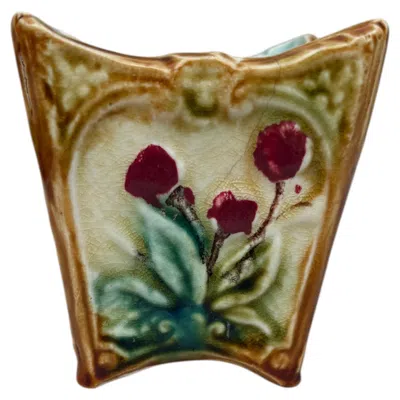 Pre-owned Onnaing Small French Majolica Cache Pot , Circa 1890 In Brown