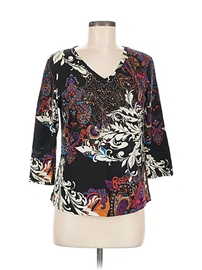 Pre-owned Onque Casuals 3/4 Sleeve Blouse In Black