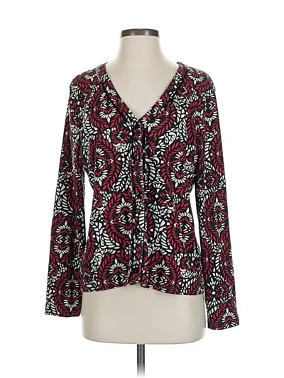 Pre-owned Onque Casuals Long Sleeve Blouse In Burgundy