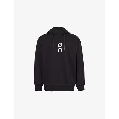 On-running Mens Black Club Brand-print Cotton-blend Hoody