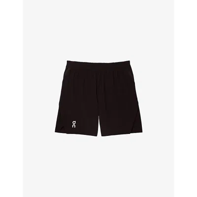 On-running Mens Train Brand-print Stretch-woven Shorts Black