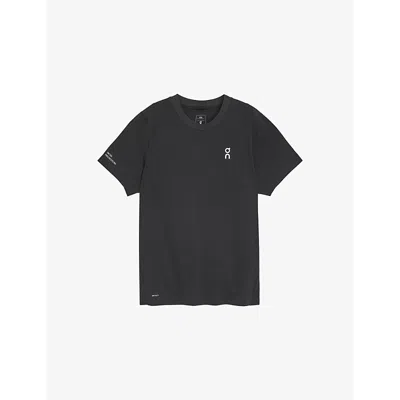 On-running Mens Train-t Brand-print Stretch-woven T-shirt Black
