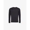 On-running Mens  Performance Long-t Quick-drying Stretch-woven T-shirt In Black/eclipse