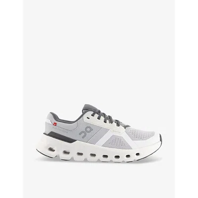 On-running Mens Frost White Cloudrunner 2 Logo-embossed Mesh Low-top Trainers