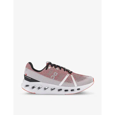 On-running Womens Auburn Frost F Cloudsurfer Reflective-panel Mesh Low-top Trainers