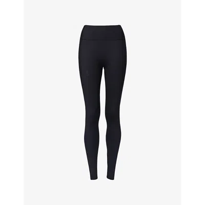 On-running Womens Studio Brand-print Stretch-woven Leggings Black