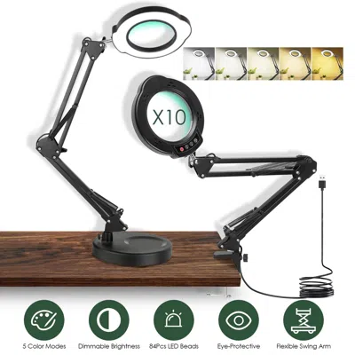 Onshana 10x Magnifying Glass With Light And Stand Real Glass Lens Magnifying Desk Lamp In Multi