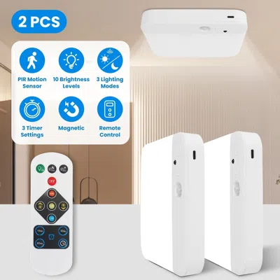 Onshana 2pcs Motion Sensor Ceiling Light With Remote Rechargeable Wireless Flush Ceiling Light With 3000k 45 In White