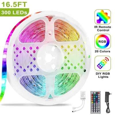 Onshana 300 Leds Strip Lights 5m/16.5ft 20 Colors Rgb Led Strip Ip65 Waterproof With Remote In Multi