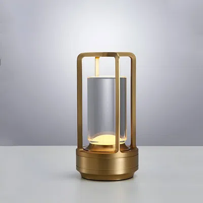 Onshana Indoor & Outdoor Portable Brass Cordless Lantern, Dinning Table Lamp, Desk Lamp, Ambient Night Light In Gold
