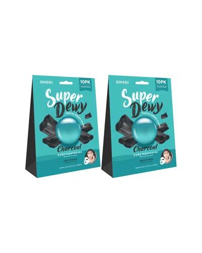 ONSOI ONSOI UNISEX 0.74OZ SUPER DEWY FACIAL SHEET MASK CHARCOAL 2 X 10 PACK