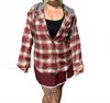 Ontinva Women's Leslie Hooded Plaid Shacket In Red In Multi
