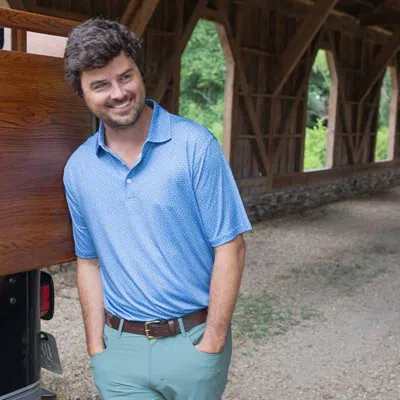Onward Reserve Caddie Printed Polo In Blue