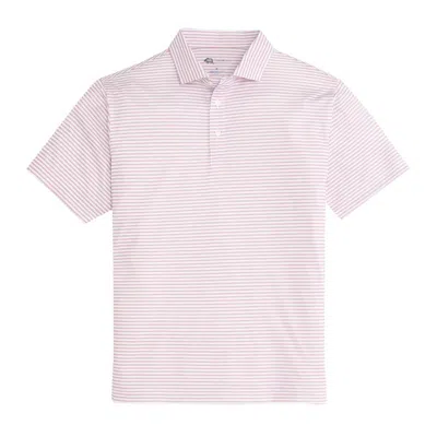 Onward Reserve Men's Guide Stripe Performance Pique Polo In Flamingo Plume In Pink