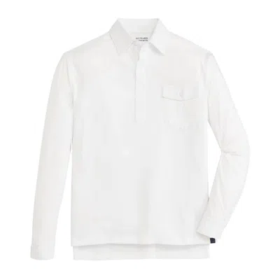 Onward Reserve Men's Old School Long Sleeve Polo In White