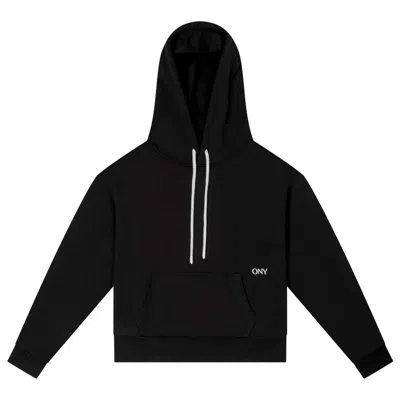Ony Black Dropped Shoulder Hoodie