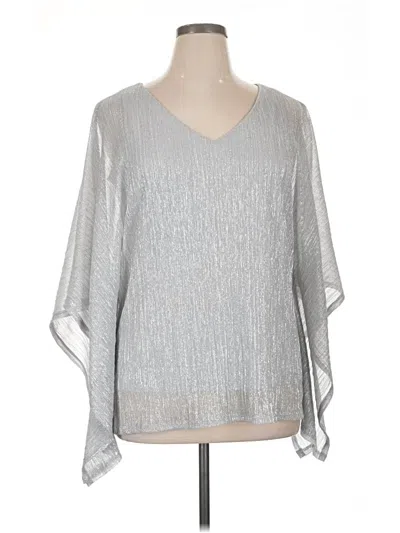 Pre-owned Onyx Nite 3/4 Sleeve Blouse In Silver