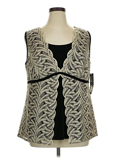 Pre-owned Onyx Nite Sleeveless Top Gray Plunge Neckline Tops