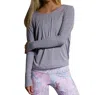 Onzie Drapey V-back Long Sleeve Top In Onz Stone Gray In Multi