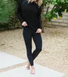 Onzie Long Sleeve Crewneck Pullover In Black In Black