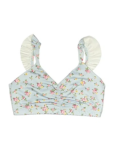 Pre-owned Onzie Swimsuit Top Blue Floral Pattern Swimwear