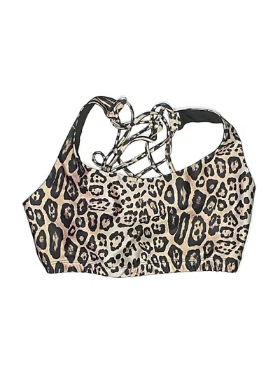 Pre-owned Onzie Swimsuit Top Brown Animal Print Pattern Swimwear