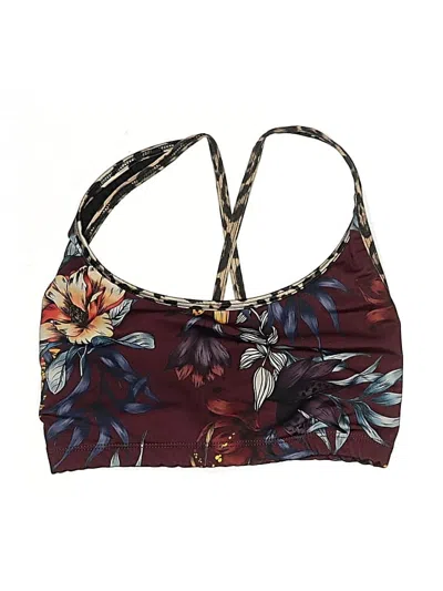 Pre-owned Onzie Swimsuit Top Burgundy Floral Pattern Swimwear