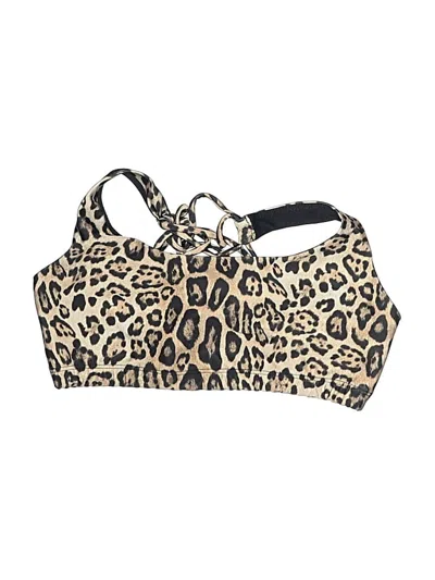 Pre-owned Onzie Swimsuit Top Gold Animal Print Pattern Swimwear