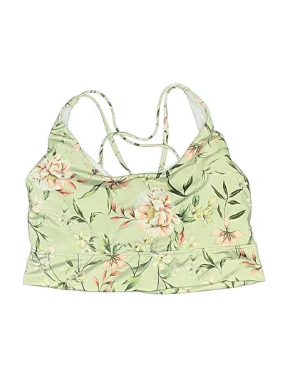 Pre-owned Onzie Swimsuit Top Green Floral Pattern Swimwear