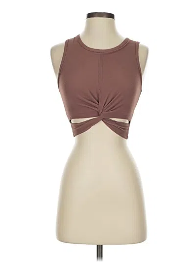 Pre-owned Onzie Tank Top Brown Halter Neckline Tops