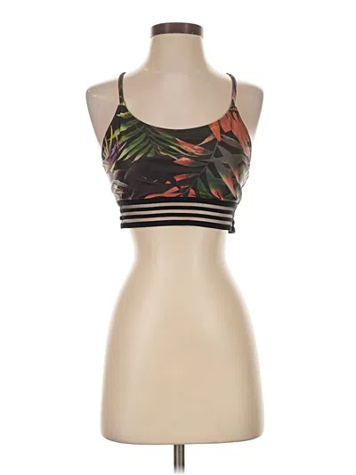 Pre-owned Onzie Tank Top Brown Tropical Pattern Halter Neckline Tops