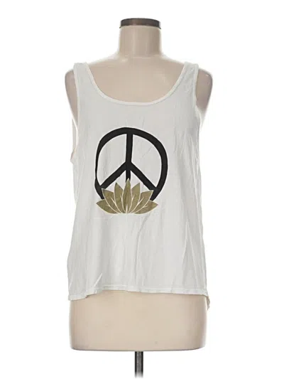 Pre-owned Onzie Tank Top Ivory Halter Neckline Tops