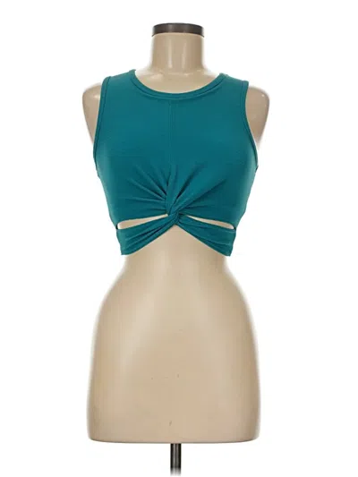 Pre-owned Onzie Tank Top Teal Halter Neckline Tops In Blue