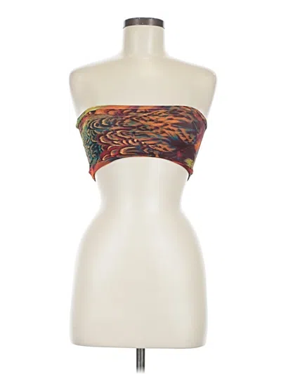 Pre-owned Onzie Tube Top Orange Strapless Neckline Tops