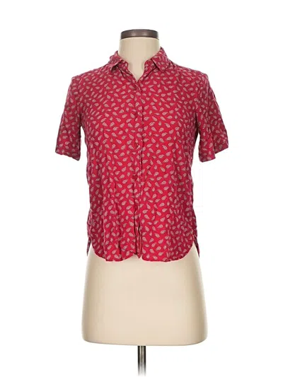 Pre-owned Oodji Short Sleeve Blouse In Red