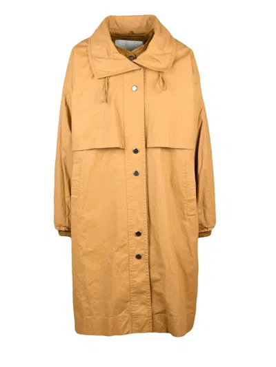 Oof Beige Cotton Waterpr Coat In Orange
