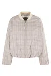 Oof Wear Cropped Plaid Bomber Jacket With Zip Front In Neutrals