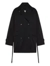 Oof Wear Double-breasted Belted Coat In Black