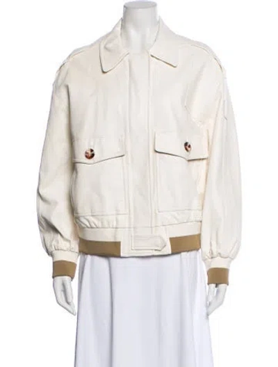 Pre-owned Oof Wear Faux Leather Denim Jacket In White