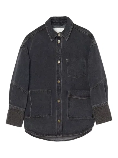 Oof Wear Logo-patch Denim Jacket In Grey
