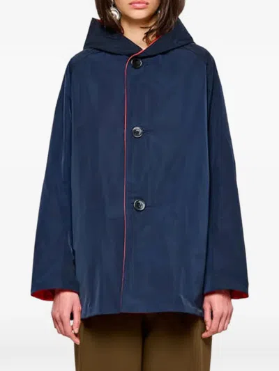 Oof Wear Reversible Hooded Button Jacket In Blue