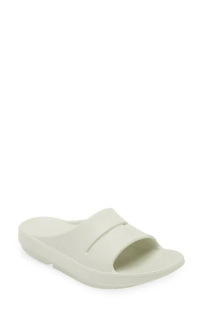 Oofos Gender Inclusive Ooahh Slide Sandal In White