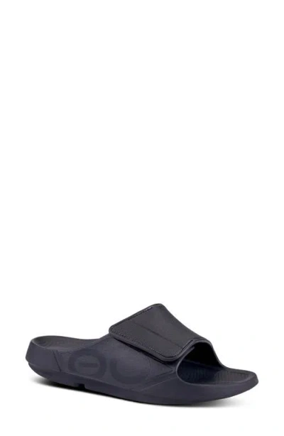 Oofos Gender Inclusive Ooahh Sport Flex Slide Sandal In Black/matte Black