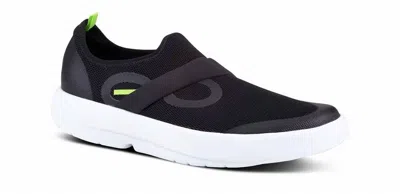 Oofos Men's Oomg Mesh Low Sneaker In Black/white In Grey