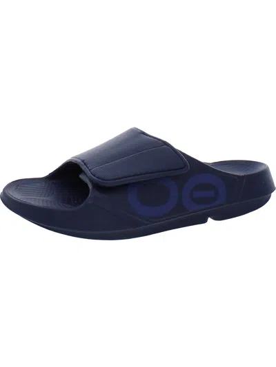 Oofos Mens Slip On Comfort Slide Sandals In Blue
