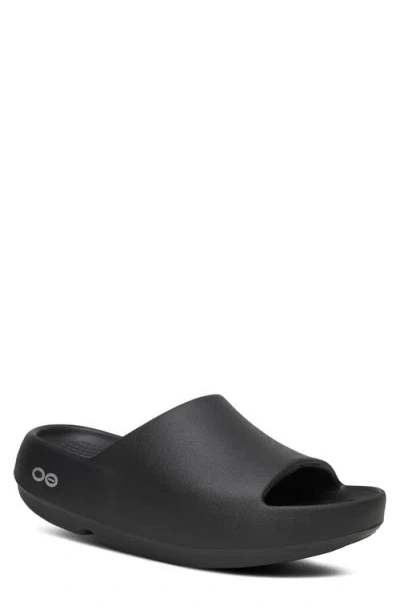 Oofos Ooahh+ Slide Sandal In Black