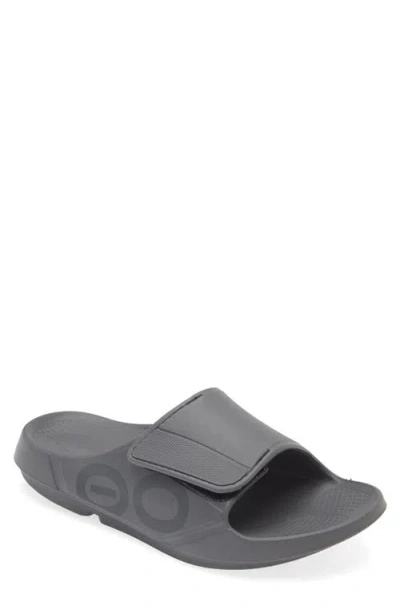 Oofos Ooahh Sport Flex Slide Sandal In Gray
