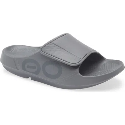 Oofos Ooahh Sport Flex Slide Sandal In Slate