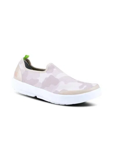 Oofos Women's Eezee Low Canvas Slip-on Shoes In White/tan Camo