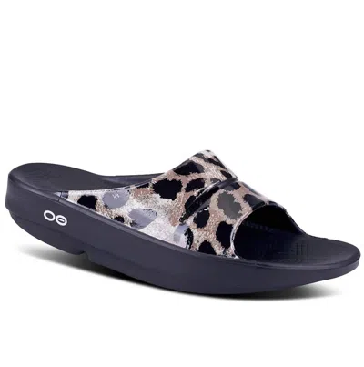 Oofos Women's Ooahh Limited Slide Sandal In Cheetah In Multi